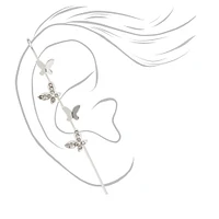 Silver Crystal Butterfly Ear Cuff Pin