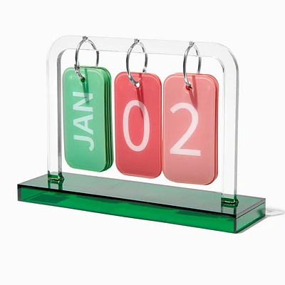 Pink & Green Clear Acrylic Flip Calendar
