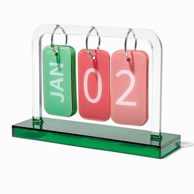 Pink & Green Clear Acrylic Flip Calendar