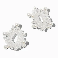 Pearl Embellished Clear Spiral Hair Ties - 2 Pack