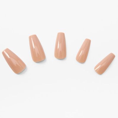 Glossy Nude Squareletto Vegan Faux Nail Set - 24 Pack