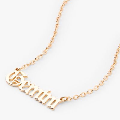 Gold Gothic Zodiac Pendant Necklace - Gemini