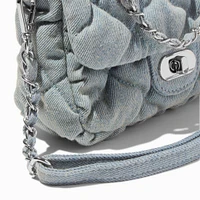 Denim Quilted & Chain Crossbody Bag