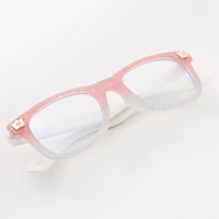 Claire's Club Solar Blue Light Reducing Retro Clear Lens Pink Glitter Frames