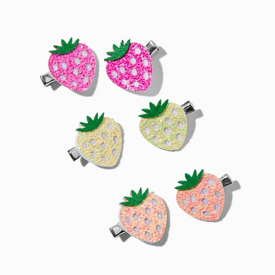 Claire's Club Strawberry Hair Clips - 6 Pack