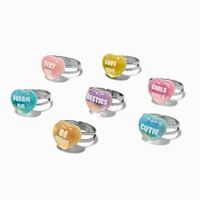 Claire's Club Valentine's Day Conversation Heart Rings - 7 Pack