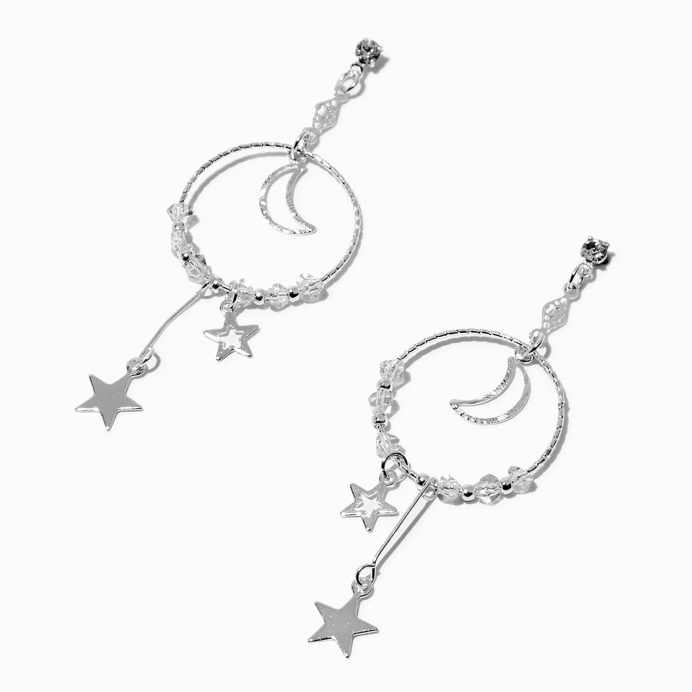 Delicate Celestial Hoop 3" Drop Earrings