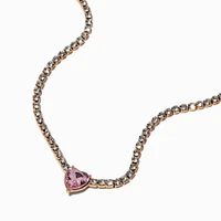 Claire's x Sliving by Paris Hilton Pink Heart Tennis Necklace