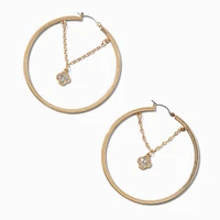 Gold-tone Crystal Clover Chain 60mm Hoop Earrings