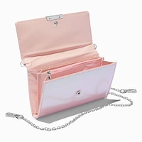 Light Pink Bling Crossbody Wristlet Wallet