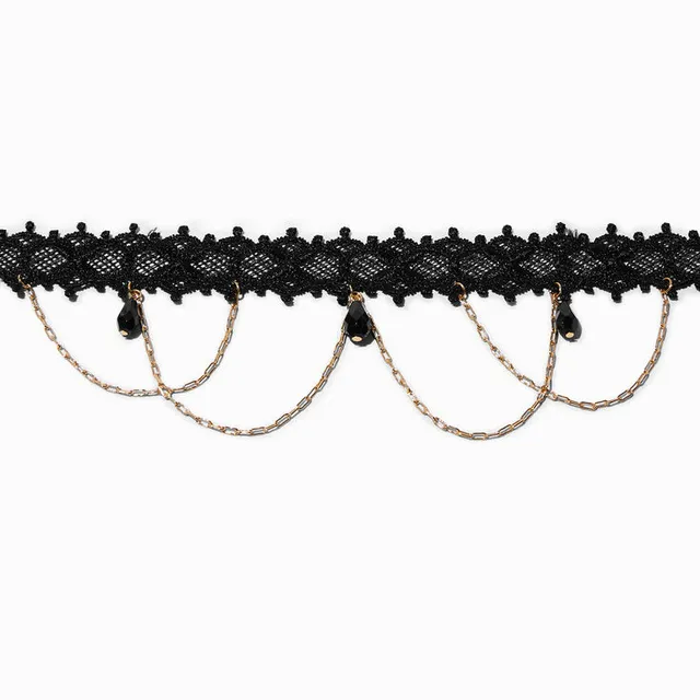 Claire's Goth Bride Black Lace Cross Choker Necklace