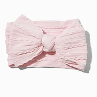Claire's Club Pink Nylon Ribbed Chainlink Bow Headwrap
