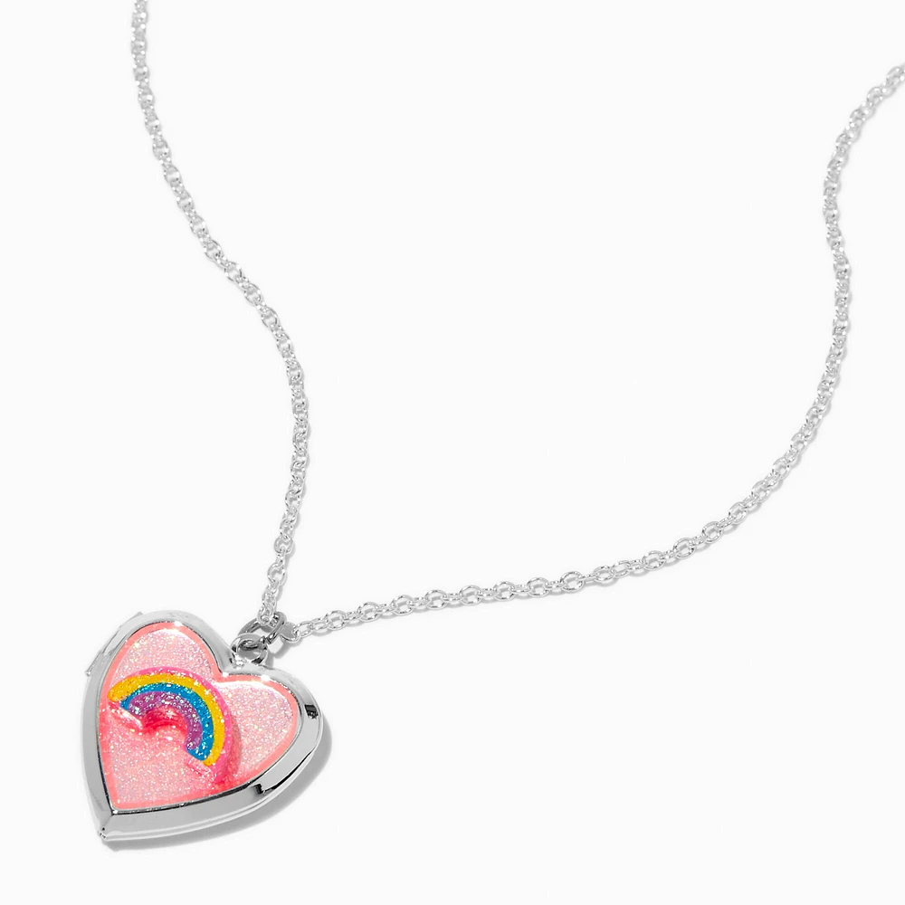 Claire's Club Rainbow Locket Silver-tone Necklace