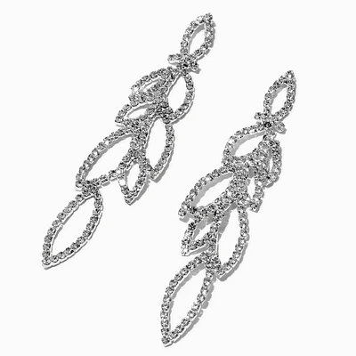 Rhinestone Leaves 3.5" Linear Drop Earrings
