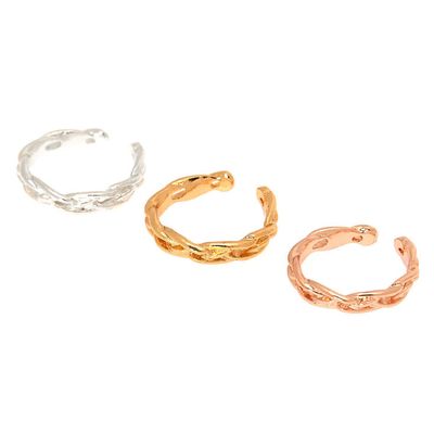 Mixed Metal Braided Toe Ring Set - 3 Pack