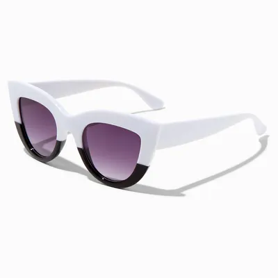 Chunky Black & White Cat Eye Sunglasses
