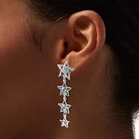 Iridescent AB Star Silver-tone Drop Earrings