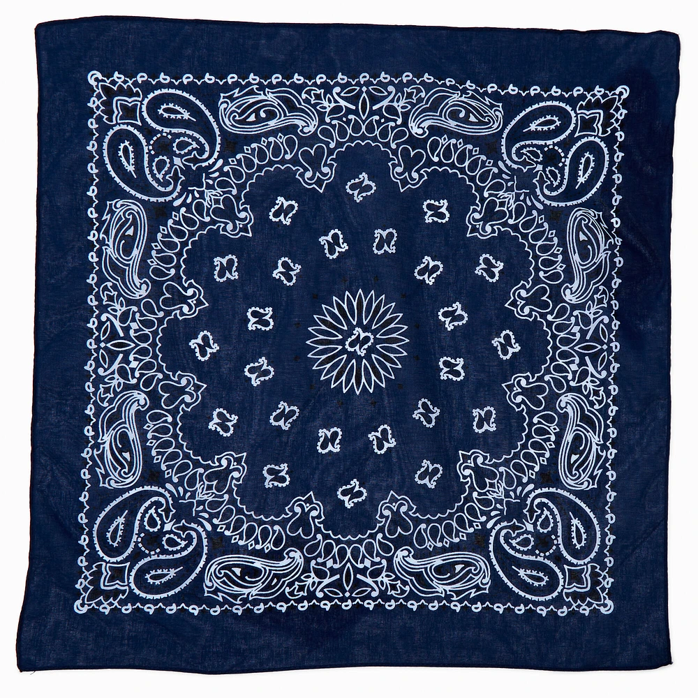 Navy Blue Paisley Bandana Headwrap