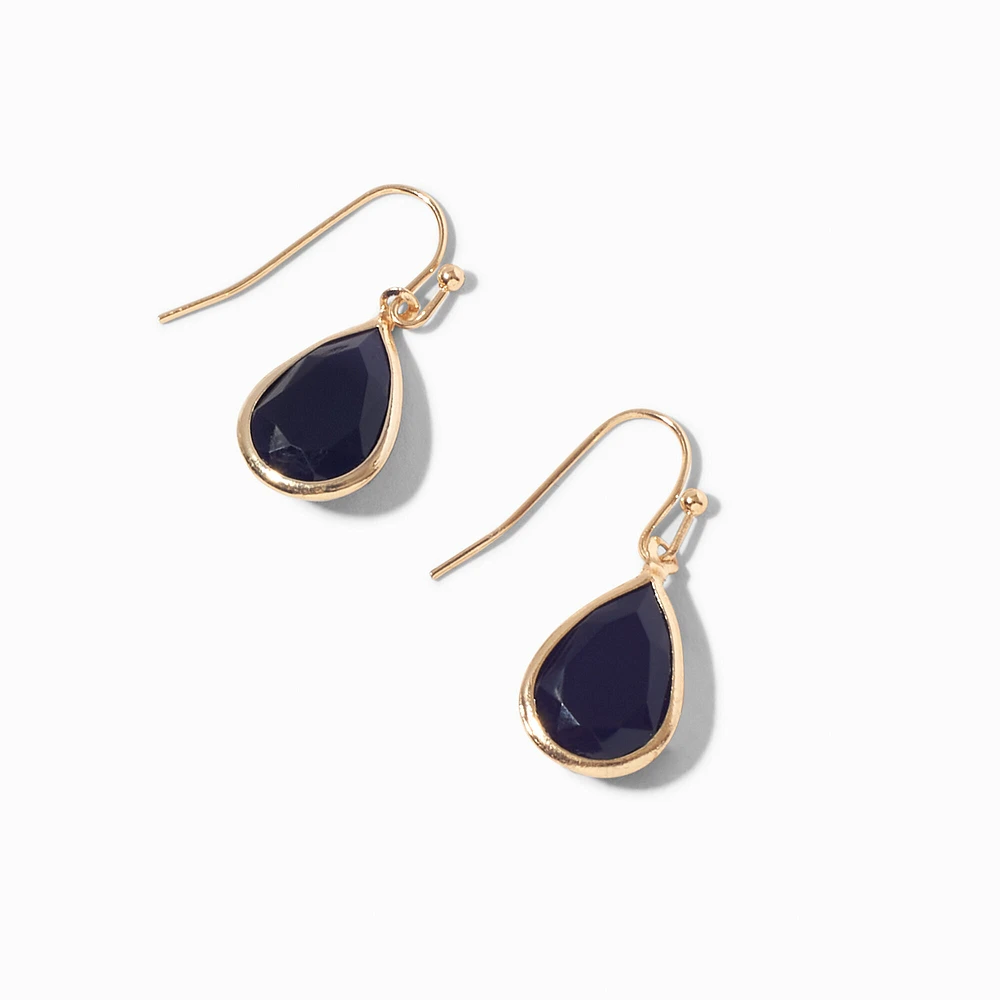 Black Teardrop 0.5" Drop Earrings