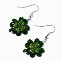 St. Patrick's Day Glitter Shamrock Acrylic Drop Earrings