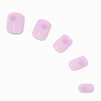 Purple Heart Short Square Vegan Faux Nail Set - 24 Pack