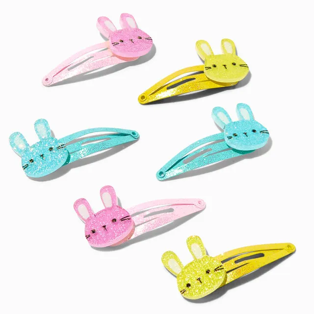 Claire's Club Glitter Bow Snap Hair Clips - 6 Pack