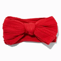 Claire's Club Nylon Ribbed Bow Headwrap - Red