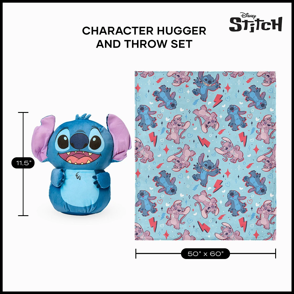 Disney Lilo & Stitch ''Squeezy Stitch'' Silk Touch Throw Blanket & Hugger Set (ds)