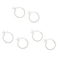 C LUXE by Claire's Sterling Silver 10MM Hinge Hoop Earrings - 3 Pack