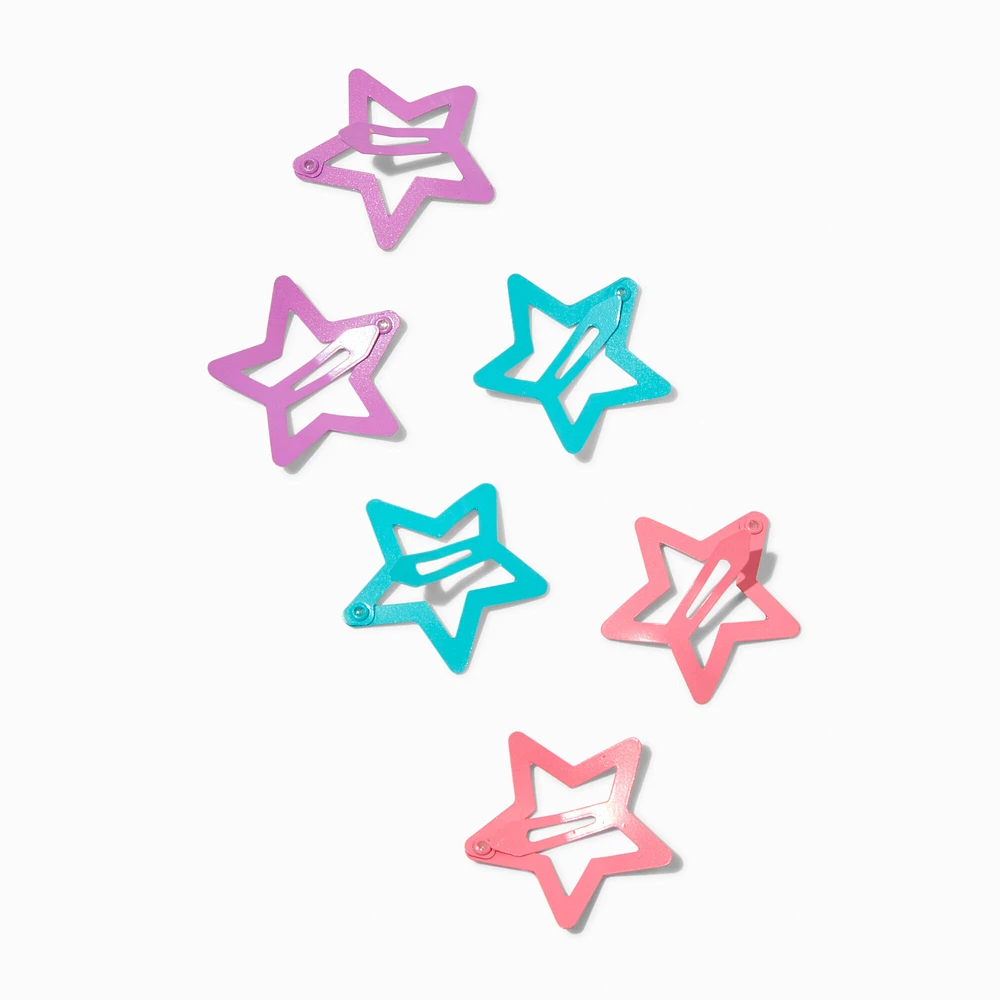 Claire's Club Jewel-Tone Star Cut-Out Snap Hair Clips - 6 Pack