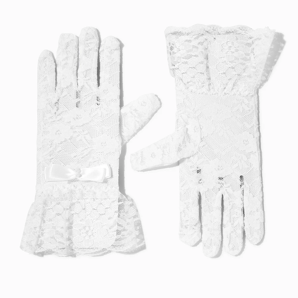 Claire's Club Special Occasion White Lace Gloves - 1 Pair