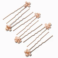 Rose Gold Bubble Pearl Hair Pins - 6 Pack