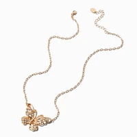 Gold-tone Filigree Butterfly Pendant Necklace