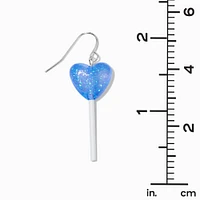 Blue Heart Lollipop 2'' Drop Earrings