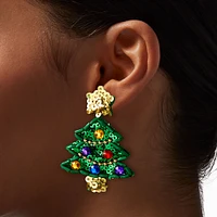 Sequin Christmas Tree Felt Drop Earrings