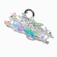 Iridescent Butterfly Silver Metal Hair Claw