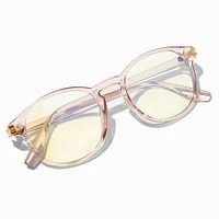 Solar Blue Light Reducing Pink Round Retro Clear Lens Frames