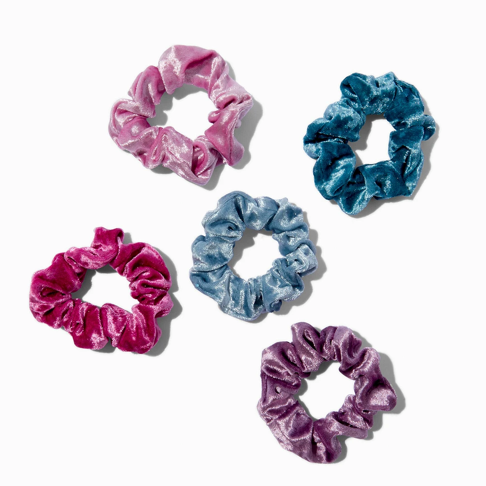 Velvet Sheen Mixed Hair Scrunchies - 5 Pack