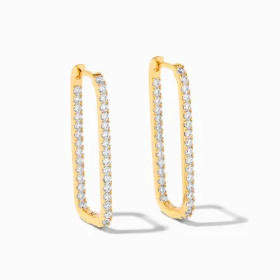 C LUXE by Claire's 18k Yellow Gold Plated 10MM Pavé Cubic Zirconia Oval Hoop Earrings