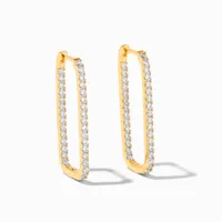 C LUXE by Claire's 18k Yellow Gold Plated 10MM Pavé Cubic Zirconia Oval Hoop Earrings