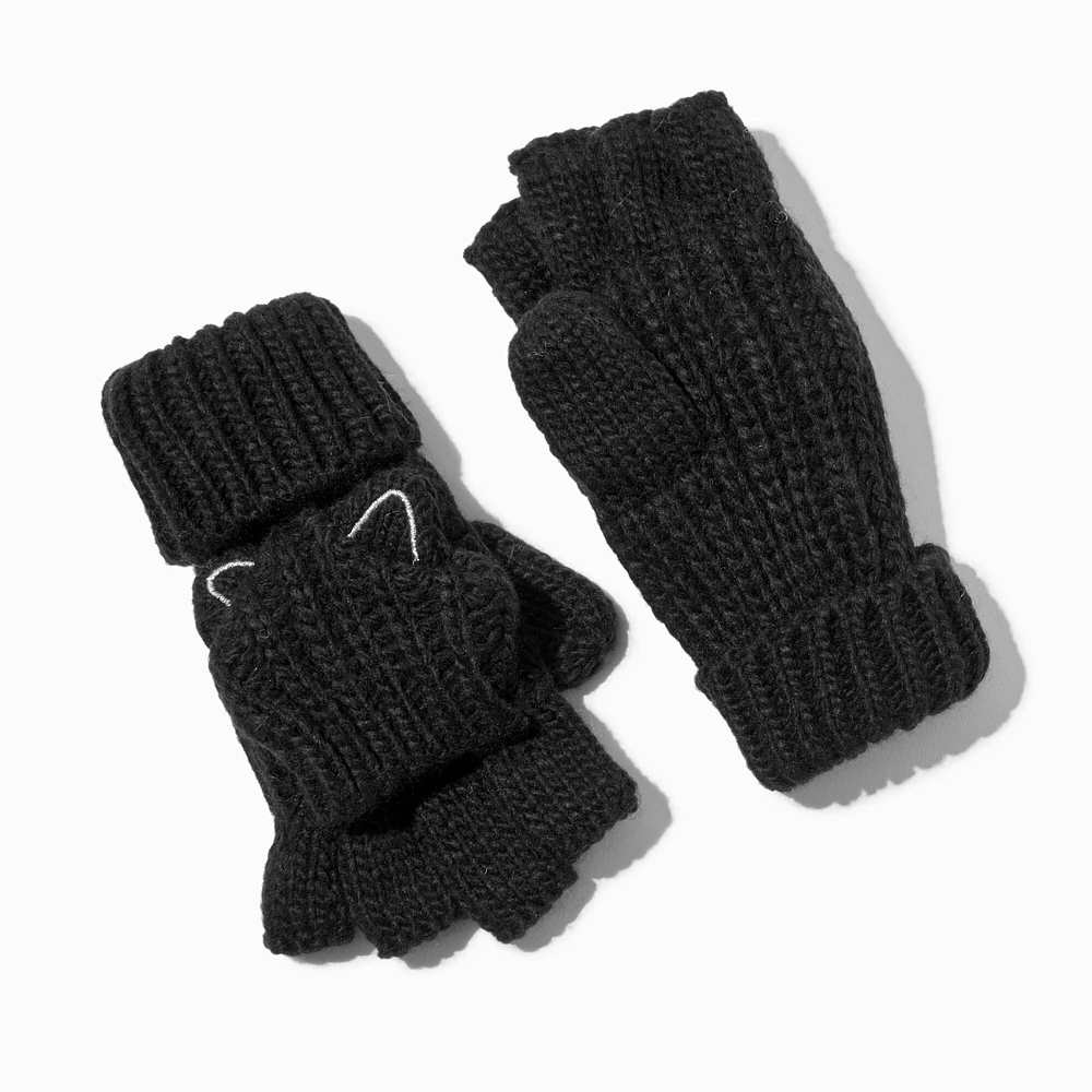 Black Cat Convertible Gloves