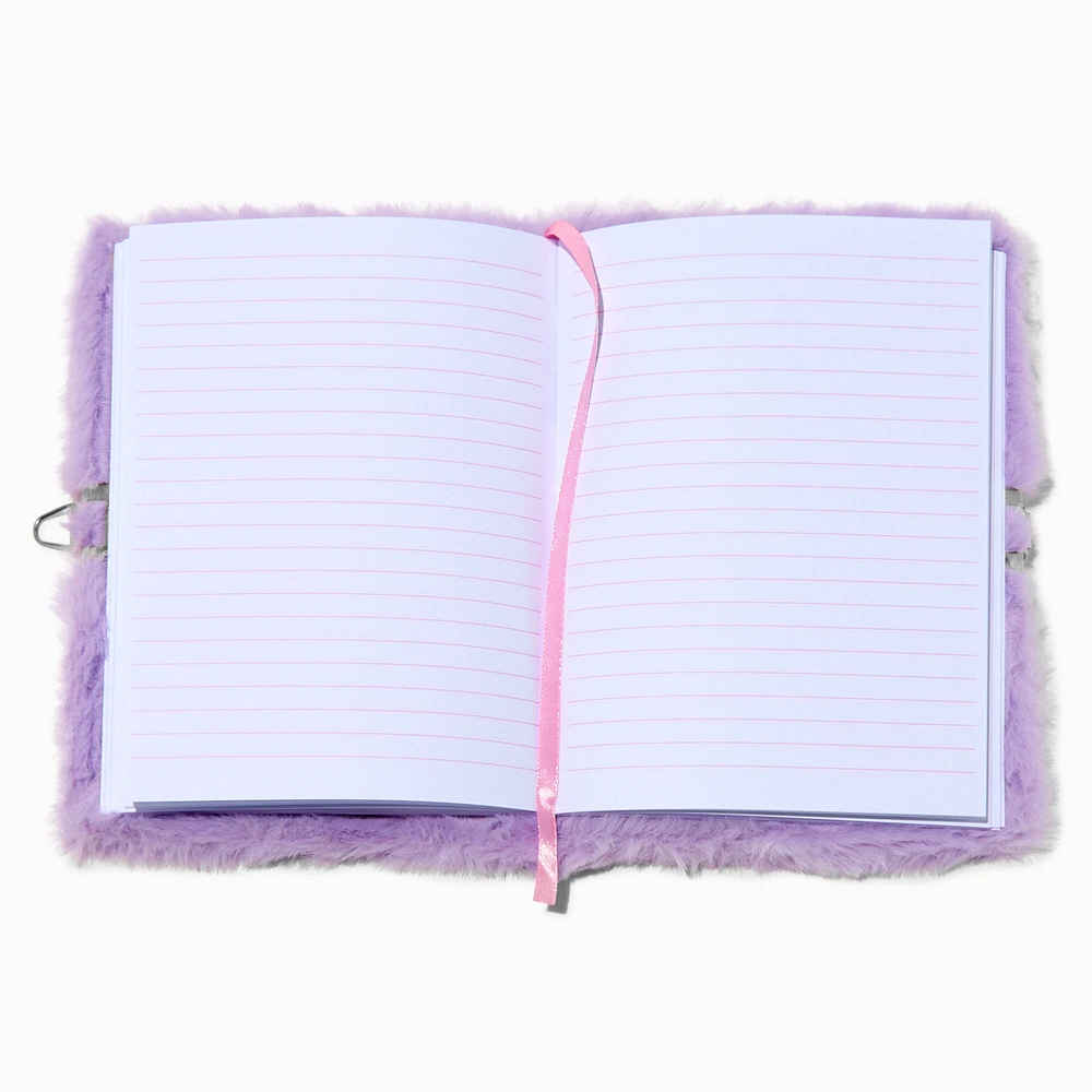 Purple Unicorn Shaker Furry Lock Diary