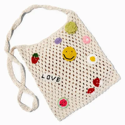 Happy Icons Crocheted Hobo Bag