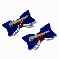 Stars & Sequin Bow Hair Clips - 2 Pack