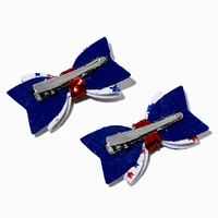 Stars & Sequin Hair Bow Clips - 2 Pack