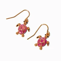 Pink Turtle Drop Earrings