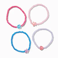 Claire's Club Holographic Jewel Tone Seed Bead Stretch Bracelets - 4 Pack