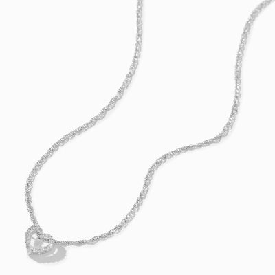 C LUXE by Claire's Sterling Silver 1/10 ct. tw. Lab Grown Diamond Open Heart Pendant Necklace