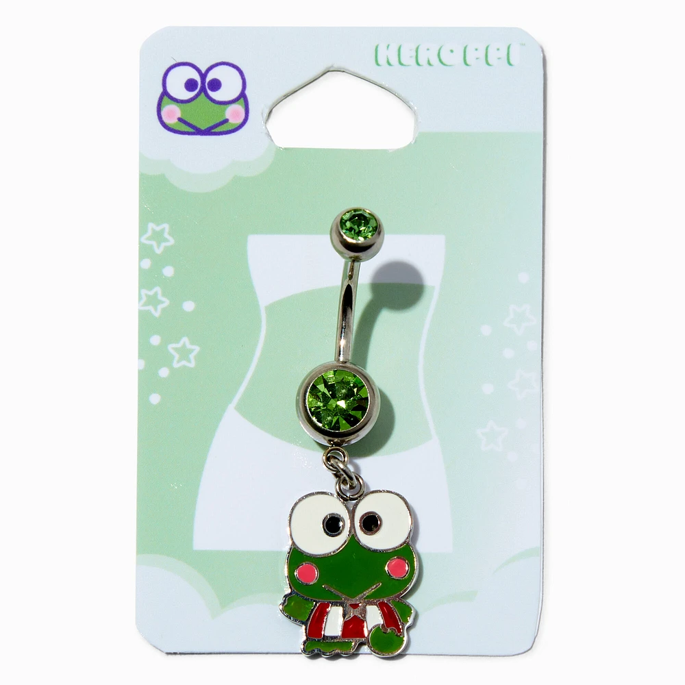 Keroppi® Silver-tone 14G Green Stone Charm Belly Bar