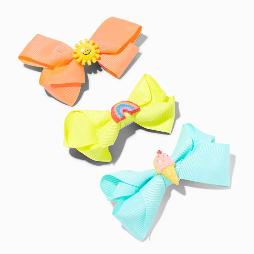 Claire's Club Summer Dessert Loopy Bow Hair Clips - 3 Pack